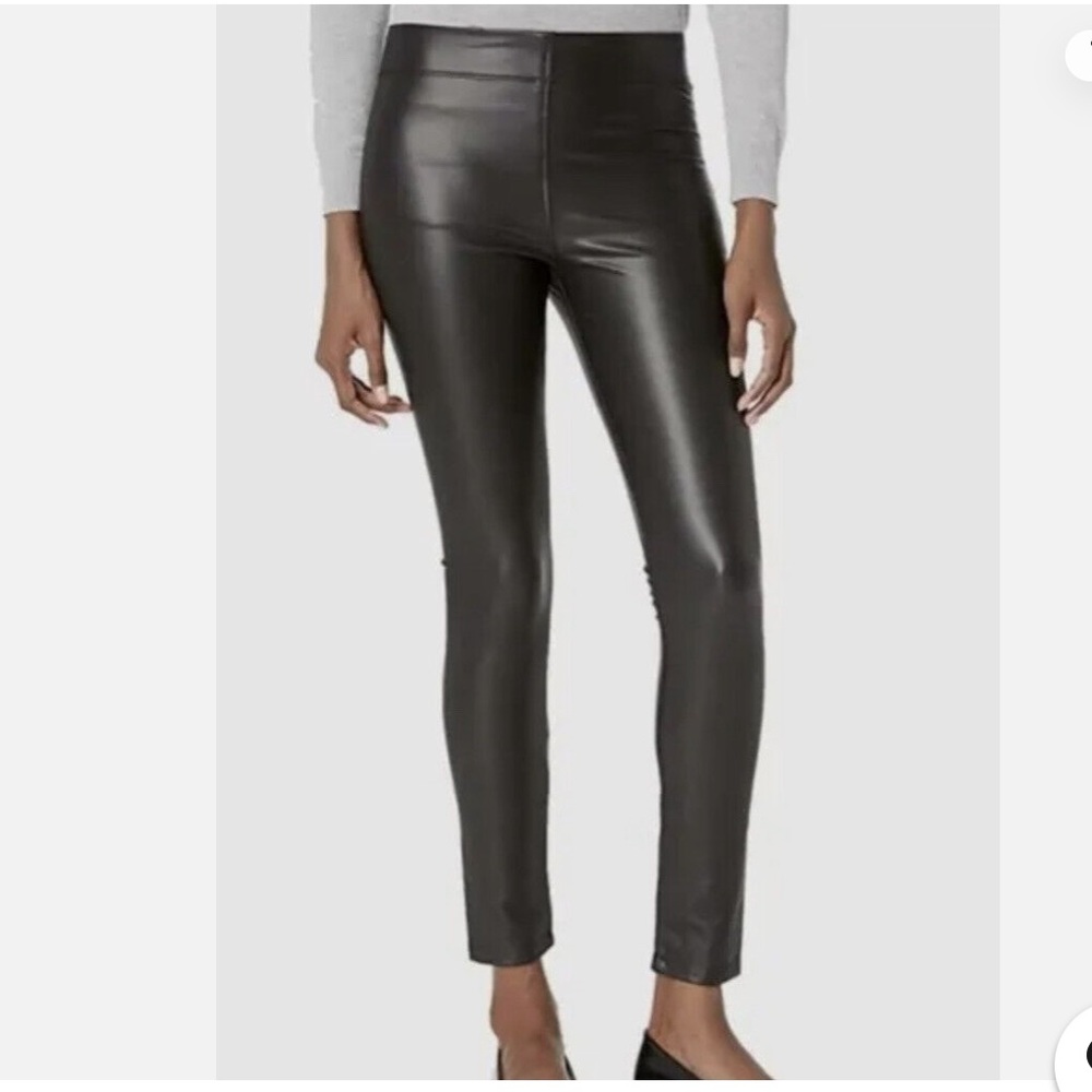 Max Studio Faux Leather High Rise Pants Leggings Camel Brown